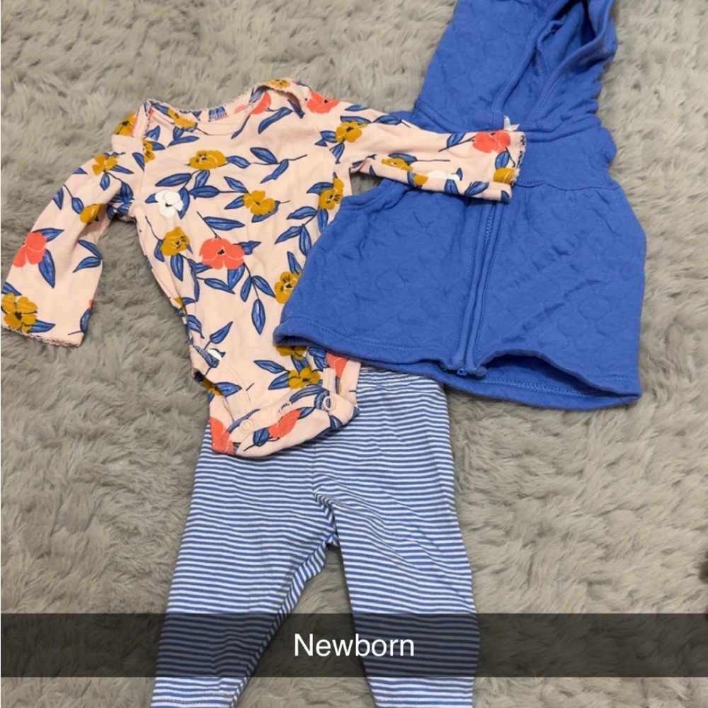 Carter's Floral and Striped Matching Set - Blue and Pink